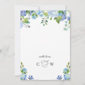 ブルーエレガントアジサイ水カラーブライダルシャワー 招待状 (裏面)