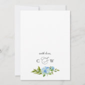 ブルーエレガントアジサイ水カラー婚約パーティ 招待状 (裏面)