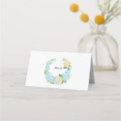 ブルーエレガントアジサイ結婚ズ折り畳み座席表 プレイスカード (裏面)