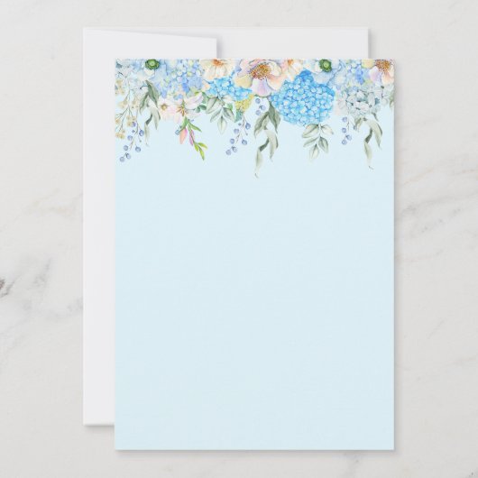 ブルーエレガントアジサイ結婚式招待状 セーブザデート (裏面)