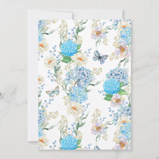 ブルーエレガントアジサイ結婚式招待状 招待状 (裏面)