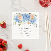 ブルーエレガントアジサイ赤面バラ結婚ズ スタンダードカクテルナプキン (インサイチュ)