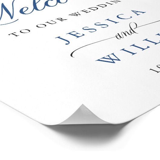 ブルーエレガントアジサイ赤面バラ結婚ズ ポスター (角)