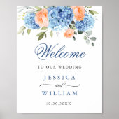 ブルーエレガントアジサイ赤面バラ結婚ズ ポスター (正面)