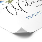 ブルーエレガントアジサイ赤面バラ結婚ズ ポスター (角)