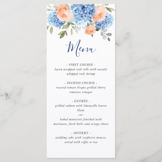 ブルーエレガントアジサイ赤面バラ結婚ズ メニュー (正面)