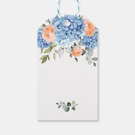 ブルーエレガントアジサイ赤面バラ ギフトタグ (裏面)