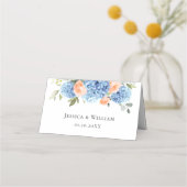 ブルーエレガントアジサイ赤面バラ プレイスカード (裏面)