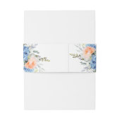 ブルーエレガントアジサイ赤面ピンクローズ結婚ズ 招待状ベリーバンド (裏面例)