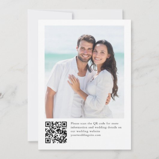 ブルーエレガントアジサイ赤面ピンクローズ結婚ズ 招待状 (裏面)