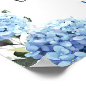 ブルーエレガントアジサイ・ユーカリ結婚の歓迎 ポスター (角)