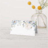 ブルーエレガントアジサイ&赤面バラ結婚ズ プレイスカード (裏面)