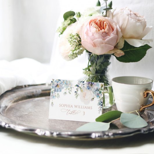 ブルーエレガントアジサイ&赤面結婚ズ座席表 テーブルナンバー