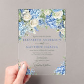 ブルーエレガントアジランゲアホワイトローズフローラ結婚ズ アクリル招待状 (インサイチュ (ポータブル))