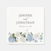 ブルーエレガントアジランゲアホワイトローズフローラ結婚ズ スタンダードカクテルナプキン (正面)