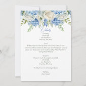 ブルーエレガントアジランゲアホワイトローズフローラ結婚ズ 招待状 (裏面)