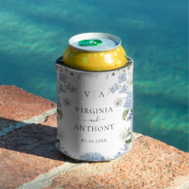 ブルーエレガントアジランゲアホワイトローズフローラ結婚ズ 缶クーラー