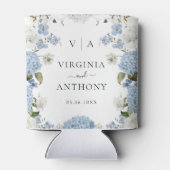 ブルーエレガントアジランゲアホワイトローズフローラ結婚ズ 缶クーラー (裏面)