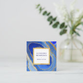 ブルーエレガントアンド金ゴールド スクエア名刺 (スタンド正面)