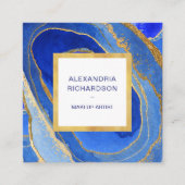ブルーエレガントアンド金ゴールド スクエア名刺 (正面)