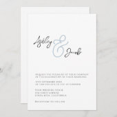 ブルーエレガントアンパサンド結婚式招待状 招待状 (正面/裏面)