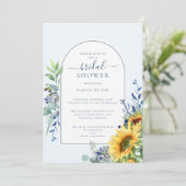 ブルーエレガントイエローサンフラワーブライダルシャワー 招待状 (スタンド正面)