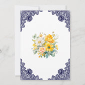 ブルーエレガントイエローホワイトフローラキンセアニラ 招待状 (裏面)