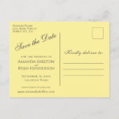 ブルーエレガントイエローローズウェディング日付を保存 案内ポストカード (裏面)