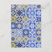 ブルーエレガントイタリアンタイルレモンのシトラス結婚ス エンクロージャーカード (裏面)