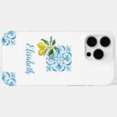 ブルーエレガントイタリアンタイルレモンPositano Case-Mate iPhoneケース (裏面 (横))