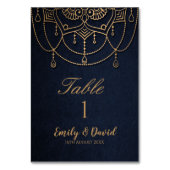 ブルーエレガントインディアン伝統的デザイン結婚ズ テーブルナンバー (正面)