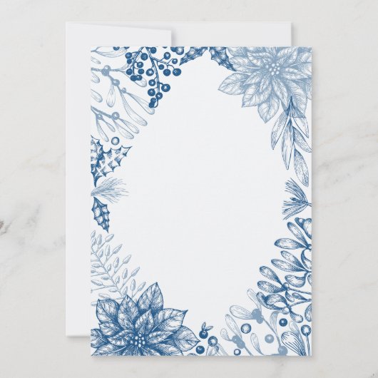 ブルーエレガントウィンタークリスマスバースデーパーティー 招待状 (裏面)