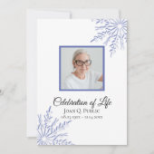 ブルーエレガントウィンタースノーフレークお祝い・オブ・ライフ 招待状 (正面)