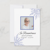 ブルーエレガントウィンタースノーフレーク葬儀悔やみや弔慰 サンキューカード (正面)