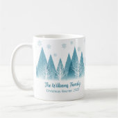ブルーエレガントウィンターツリーズクリスマスファミリー懇親会 コーヒーマグカップ (左)