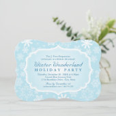 ブルーエレガントウィンターワンダーランドホリデーパーティー 招待状 (スタンド正面)