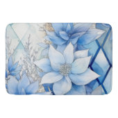 ブルーエレガントウィンター花模様 バスマット (正面)
