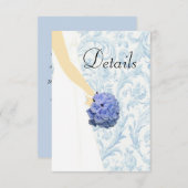 ブルーエレガントウェディングガウン結婚ズ詳細 エンクロージャーカード (正面/裏面)