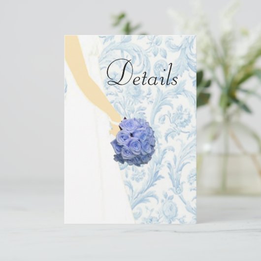 ブルーエレガントウェディングガウン結婚ズ詳細 エンクロージャーカード (スタンド正面)