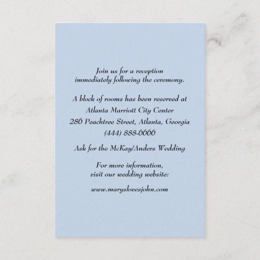 ブルーエレガントウェディングガウン結婚ズ詳細 エンクロージャーカード (裏面)