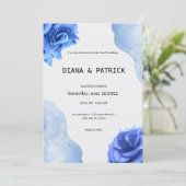 ブルーエレガントウェディング招待状 招待状 (スタンド正面)