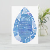 ブルーエレガントウォーターモダンカラージェムブライダルシャワー 招待状 (スタンド正面)