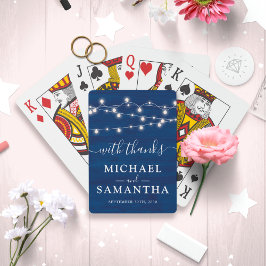 ブルーエレガントウッド素朴結婚式の引き出物ありがとう トランプ