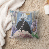 ブルーエレガントウーマンフローラファンシーガウン クッション (ブランケット)