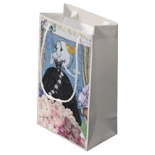 ブルーエレガントウーマンフローラファンシーガウン スモールペーパーバッグ (裏面アングル)