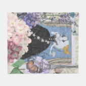 ブルーエレガントウーマンフローラファンシーガウン フリースブランケット (正面(横))