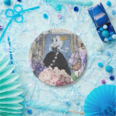 ブルーエレガントウーマンフローラファンシーガウン ペーパープレート (パーティー)