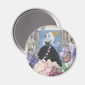 ブルーエレガントウーマンフローラファンシーガウン マグネット (正面/裏面)