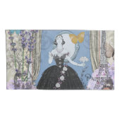 ブルーエレガントウーマンフローラファンシーガウン 枕カバー (裏面-右)