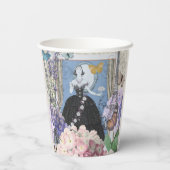 ブルーエレガントウーマンフローラファンシーガウン 紙コップ (裏面)